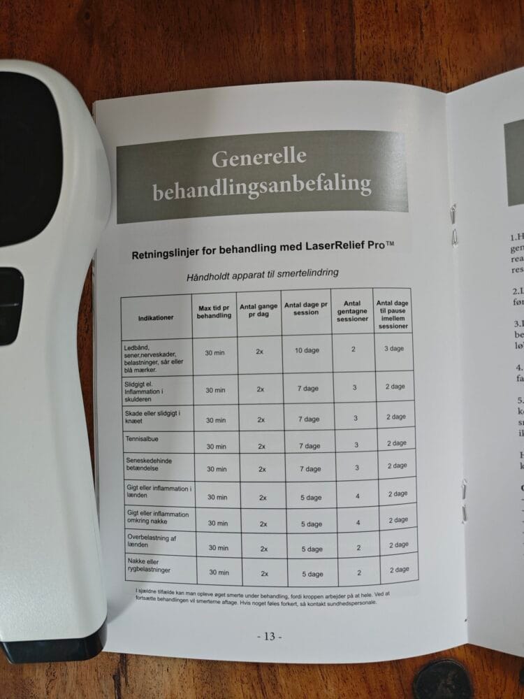 Retningslinjer for behandling med LaserReliefPro