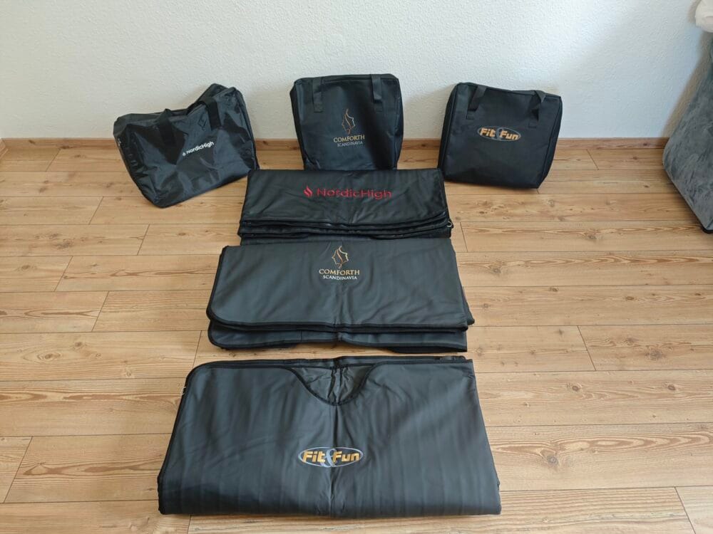 Sammenligning af Comforth, Fit and Fun og Nordichigh saunatæpper