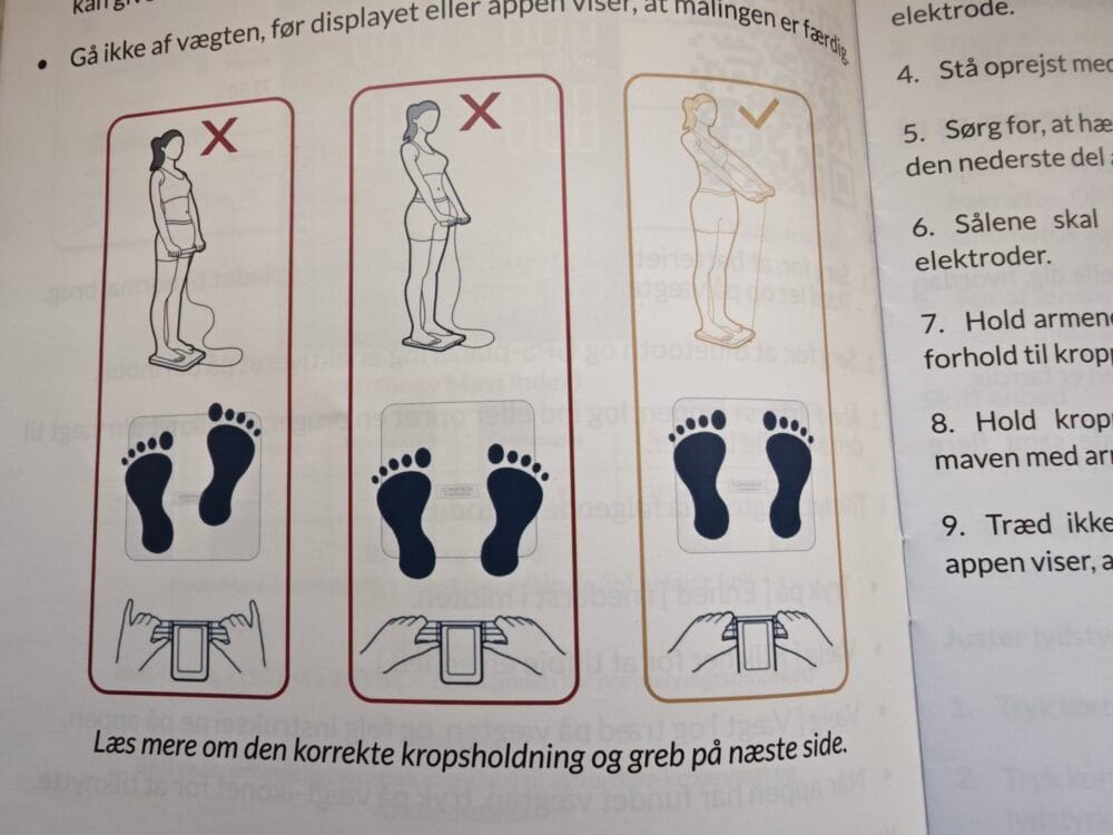 Visuel guide til brug af Comforth Smartscale