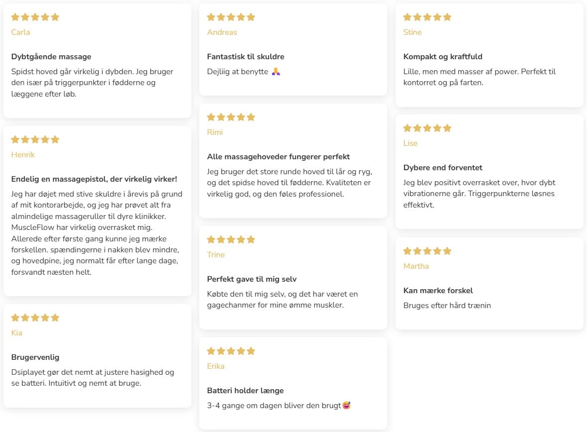 Comforth MuscleFlow Massagepistol erfaringer og brugerfeedback